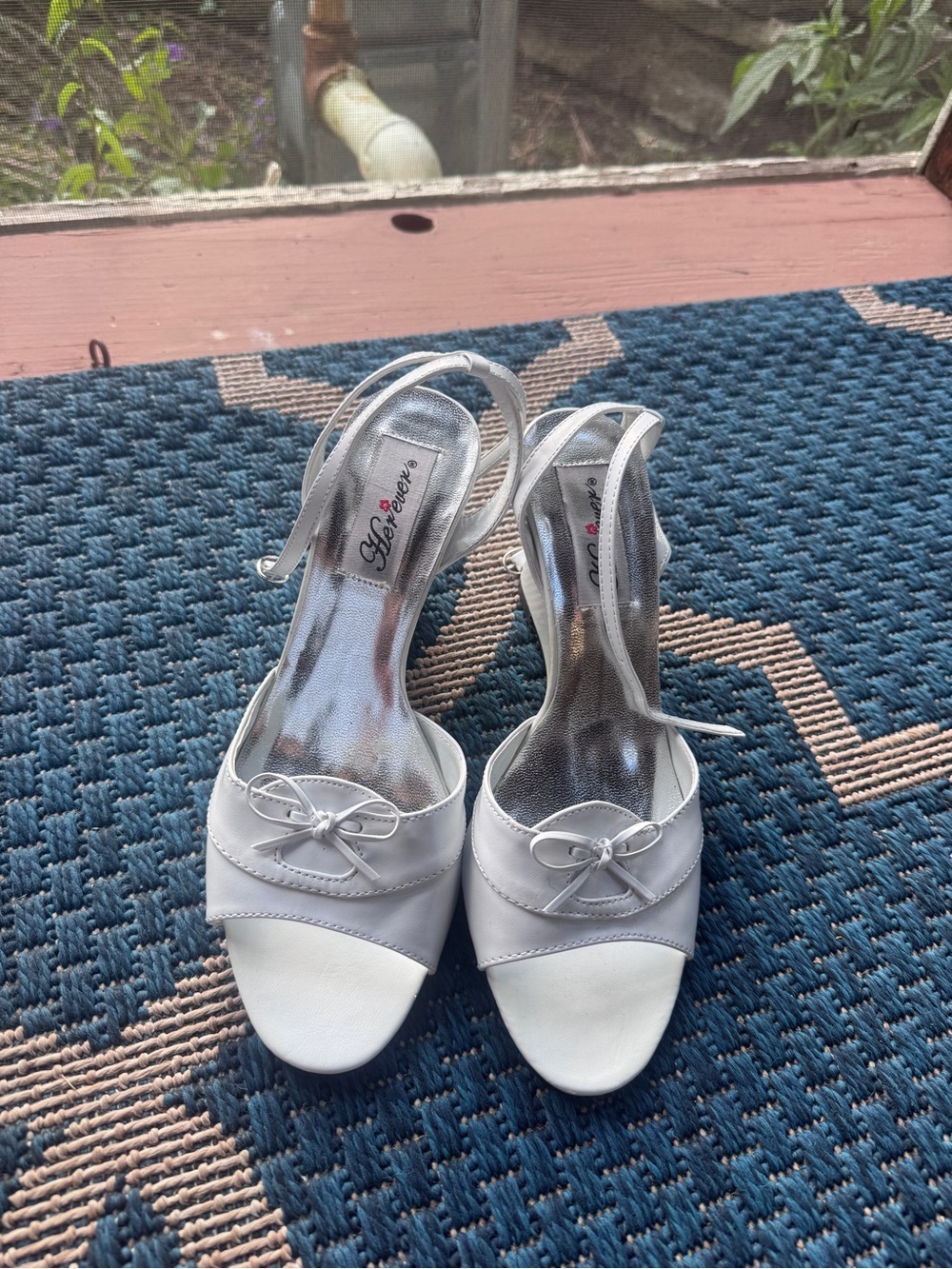 Silver Bow Accent Slingback Heels for Women